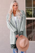 Plaid Knitted Long Open Front Cardigan